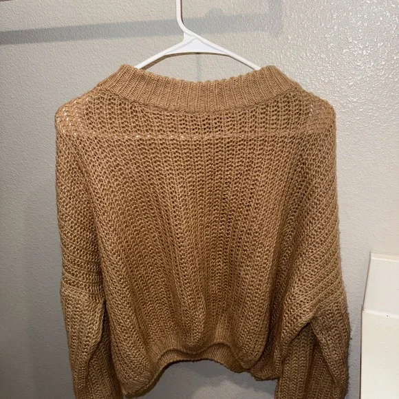 Batwing Sleeves Brown Knit Sweater - Picture 2 of 4